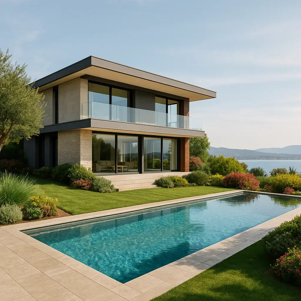 Deniz manzaralı, sonsuzluk havuzlu çağdaş villa