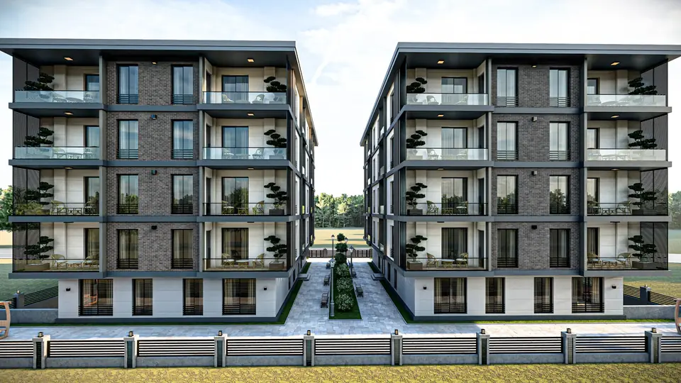 Nefes Park Evleri: iki konut bloğu ve aralarındaki peyzajlı yürüyüş aksı